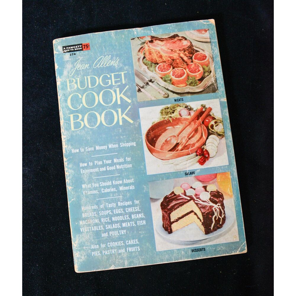 1955 Jean Allens Budget Cook Book Soft cover Booklet Recipes Mid Century Menus